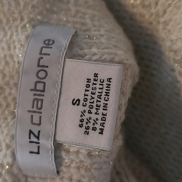 Liz Claiborne Tan Knit Sleeveless Shirt With Gold Shimmer. Small - Picture 4 of 4